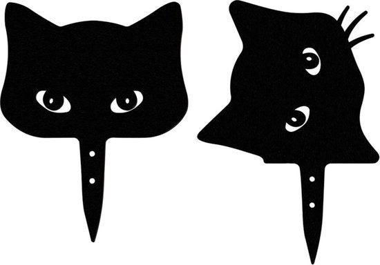 Katten decoraties set - Tuinbeelden dieren - Buiten versieren - Stevig staal - Set van 2 - Zwart – afbeelding 8