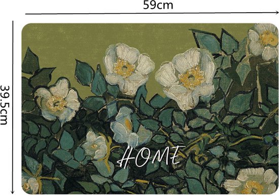 Kunstzinnige Antislip Badmat - Vincent van Gogh's "Roses" - Luxe Siliconen Diatomeeënaarde Mat - 39,5x59 cm