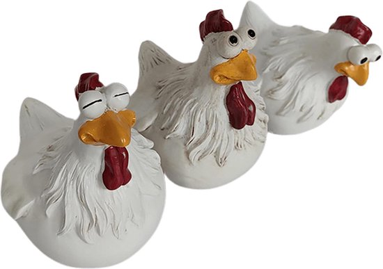 3-delige tuindecoratie kippen-Creëer een levendige sfeer in je tuin - Duurzaam, Levendig en Veelzijdig 12*12*14CM