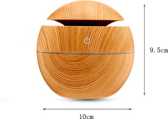 Luchtbevochtiger-Aromatherapie- met LED sfeerverlichting- Licht houtskleur 100X100X95MM