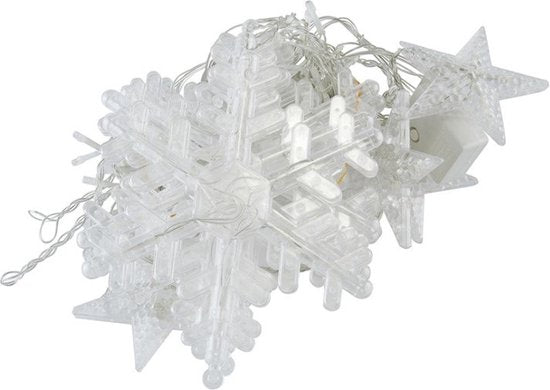 LED Sterren- en Sneeuwvloklichtgordijn - 3,5 Meter - Warme Kerstverlichting voor Binnen & Buiten - Betoverende Kerstdecoratie - 8 Verlichtingsmodi - Warm Wit