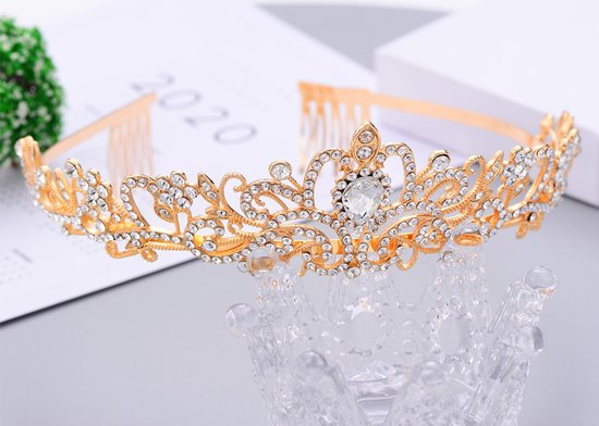 Betoverende Gouden Diadeem Kroon met Zijdelingse Kammen
