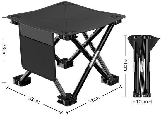 Mazar Opvouwbare Kampeerstoel – Extra Grote Vouwstoel voor Camping & Picknick – Zwart – Inclusief Opbergtas – 33x33x33cm – Waterafstotend & Lichtgewicht