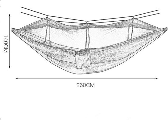 Hangmat met Klamboe 260x140cm - Ultralicht Legergroen