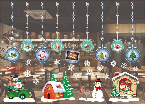 Merkloos Kerst Stickers 35.5x50cm - Sneeuw & Figuren