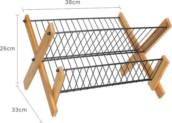 ultieme bamboe & metalen afdruiprek voor afwas- Stijlvol en Praktisch-zwart