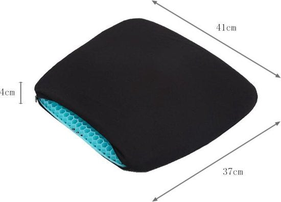TDR - Gel kussen -Verminderd rugklachten- inclusief wasbare hoes -Geschikt op elke stoel-zwart-41*37*4CM