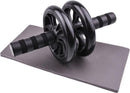 TDR - Fitness set 7-in-1 - Ab roller | Buikspiertrainer | Stretchband | Trainingswiel | Opdruksteunen | Push-up bars | Springtouw | Fitnessmat | Kniemat| Sportset | Thuis fitness - Zwart