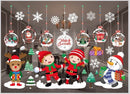 Kerst Raamstickers met Sneeuwpop, Kerstfiguren en Sneeuwvlokken- Herbruikbaar en Statisch-35.5*50cm