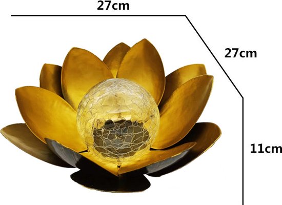 Lotus zonne-energie tuinlamp met dagsensor - Goudgeel