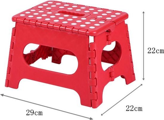 2 Stuks verdikt kunststof opvouwbaar krukje -Lichte Draagbare-Met Antislip Oppervlak-rood 29x22x22cm