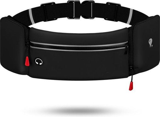 TDR - Heuptasje sport – running belt - verstelbare buideltas 60cm to 120cm - waterafstotend - Zwart