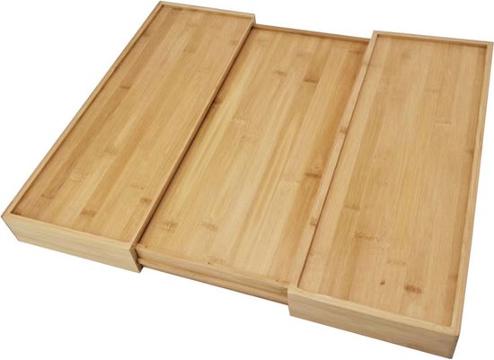 Ruimtebesparende Bamboe Bestekbak - Uitschuifbaar van 5 naar 7 Vakken voor een Georganiseerde Keukenlade - Stijlvolle Keukenorganizer48*37,5*5cm