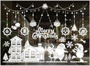 Kerst Raamstickers met Kerstman en Winterse Figuren - Herbruikbaar & Statisch Hechtend - 50x35.5 cm-wit