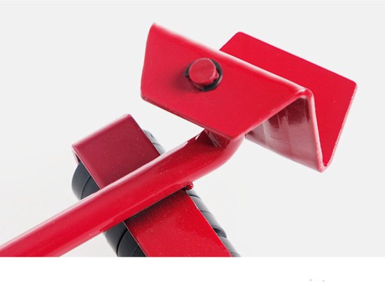 Meubelroller - 4 stuks - met meubelheffer / krik - 5 delig - Max 150kg - Rood