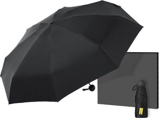 TDR--Opvouwbare Paraplu -Windproof-Zonbescherming Anti-Uv UPF50 + met gratis Reisetui-zwart