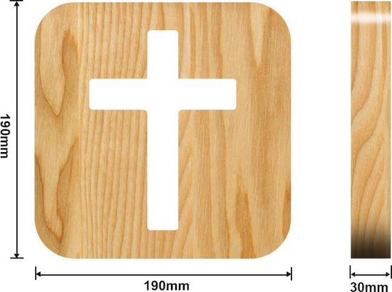 LED Tafellamp 19cm - Houten Kruisfiguur - One Touch