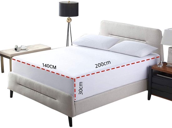 Matrashoes 140x200cm – Waterdicht, Ademend & Antibacterieel – Matrasbeschermer tegen Vloeistoffen & Allergieën – Wit