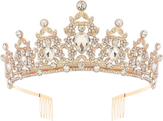 Unikorf Luxe Gouden Kroon met Witte Diamanten