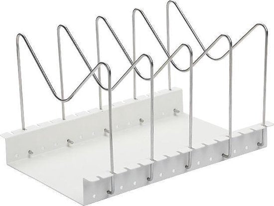 RVS Pannenrek verstelbaar- Pannenhouder -Dekselhouder -Keukenorganizer - Snijplankhouder-wit