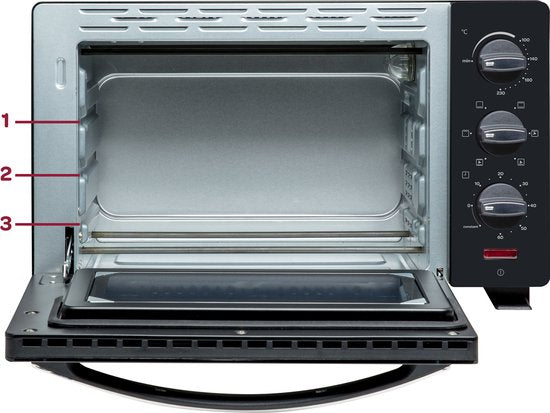 Inventum OV207B Vrijstaande mini oven - 20L - Hetelucht - 100-230°C - 6 ovenstanden - Zwart