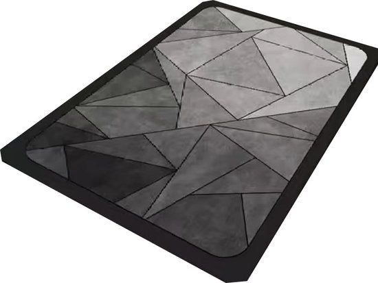 Luxueuze Antislip Badmat – Waterabsorberend & Snel Droog – Stijlvol Geometrisch Design – Veilig en Comfortabel – 49.5x78.5 cm – Donkergrijs