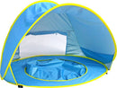 Baby strandtent met zwembad - UV 50+ bescherming - polyester - blauw