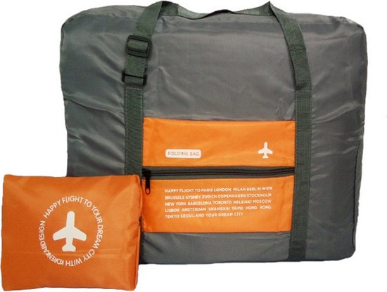 2 Stuks Draagbare opvouwbare opbergtas -Handbagage Reistas-Grote capaciteit 32Liter-oranje