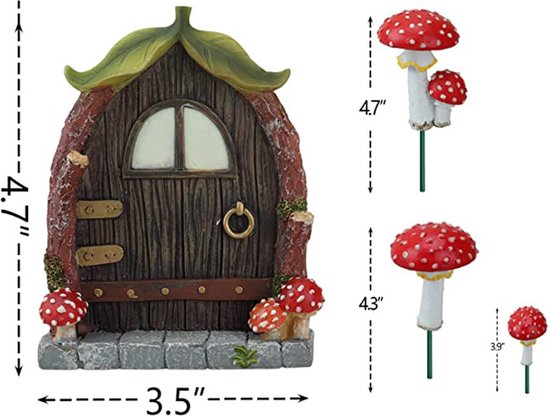 4-delige Kabouter Huisje Tuindecoratie met Licht