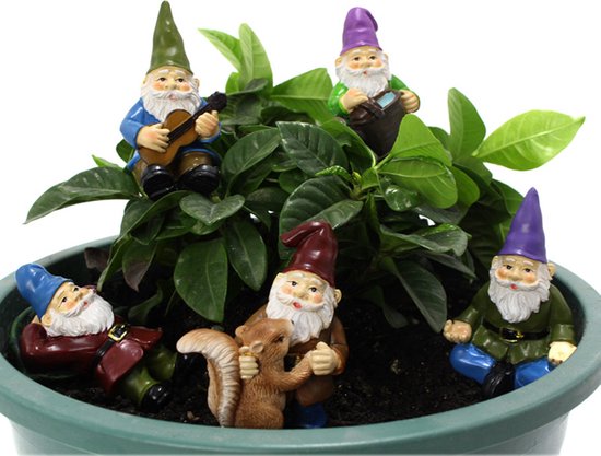 Kabouter Tuinstekerset - Bloempot Decoraties - 5 Stuks