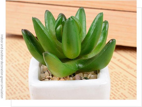 6x Mini kunst succulenten in witte keramieken pot - 8x6.6 cm