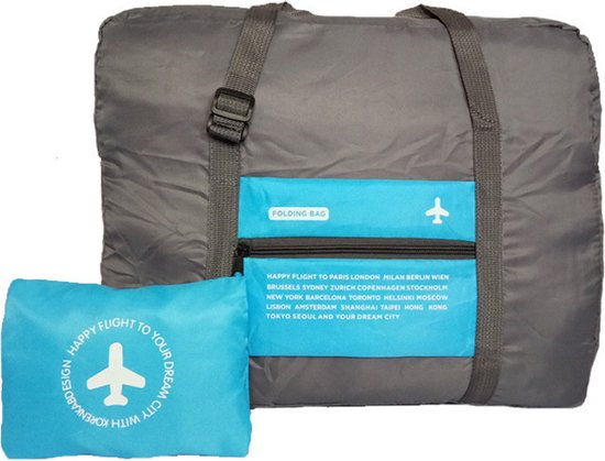 2 stuks Draagbare opvouwbare opbergtas -Handbagage Reistas-Grote capaciteit 32Liter- blauw