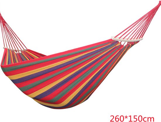 Hangmat met Ophangkoord, Opbergtas en Bevestigingstouwen -Geschikt voor 1of 2 personen260 x 150 CM -rood