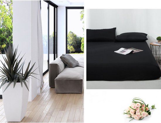 Ademende Antibacteriële Matrashoes 200x220cm - Zwart