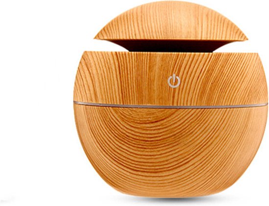 Luchtbevochtiger-Aromatherapie- met LED sfeerverlichting- Licht houtskleur 100X100X95MM