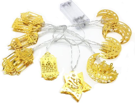 Eid Mubarak- islamitische thema decoratieve LED-verlichting Ramadan combinatie - 10 lampjes - werkt op batterij - 1.65m