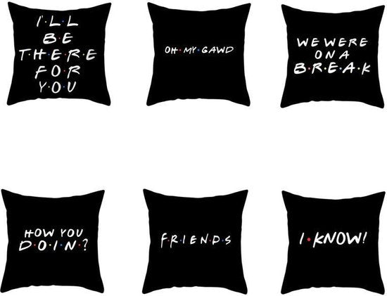 6 stuks Sierkussenslopen-Thema: Friends-Gezellige Toevoeging voor Jouw Ruimte-zwart 45x45CM