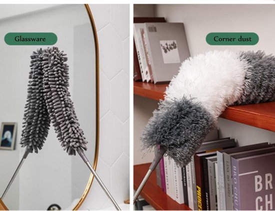 3-in-1 telescoopsteel met plumeau, lamellen- en chenillekop