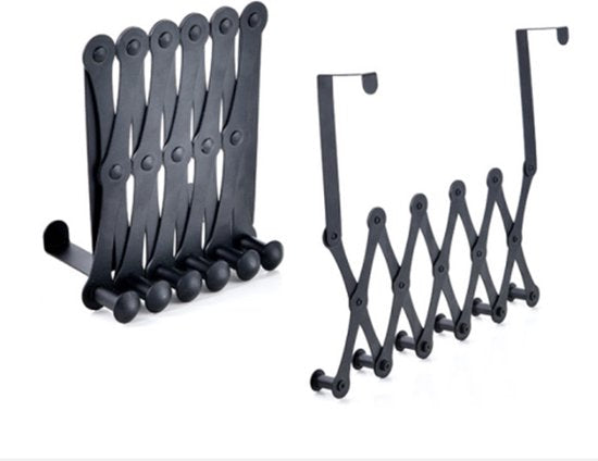 RVS Deurhanger met 6 haken - zwart
