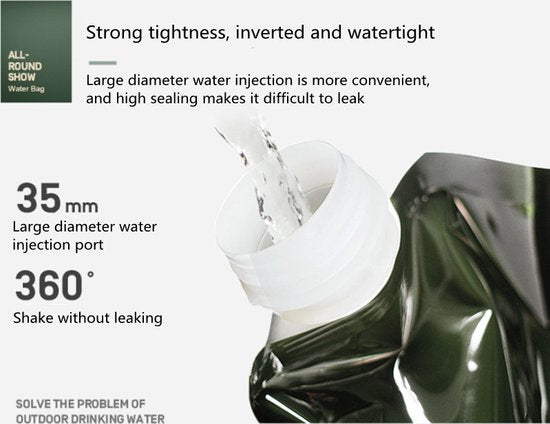 Outdoor Draagbare Waterzak met Kraan voor Kamperen, Wandelen, Picknicken, Vissen en Reizen, etc- 7.5L Capaciteit - Opvouwbaar en Milieuvriendelijk - Jungle Groen