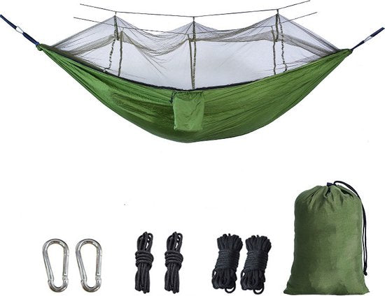 Hangmat met Klamboe 260x140cm - Ultralicht Legergroen
