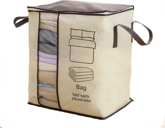 3stuks Multifunctionele Opbergzak voor Dekbedden en Kleding - Duurzame Niet-Geweven Stof - Beige - 45x28x49 cm