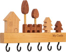 Houten Sleutelhanger – Uniek Design met 6 Metalen Haken – Compact en Decoratief-22.5x2x14.5cm