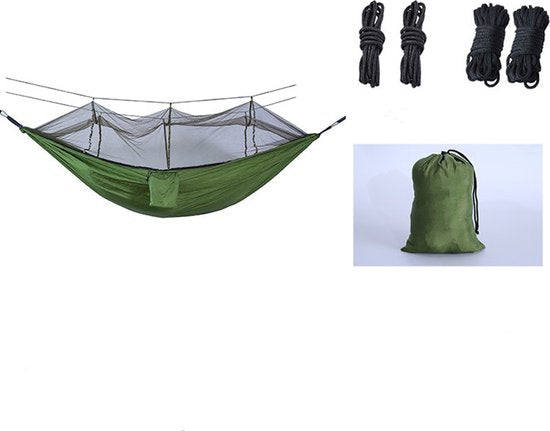 Hangmat met Klamboe 260x140cm - Ultralicht Legergroen