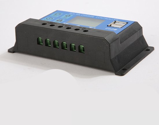 zonnepaneel laadregelaar-Geschikt voor 12 en 24 volt installaties -met 2 USB-uitgangen en LCD-display