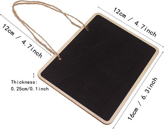 8 Dubbelzijdige Houten Krijtbordjes 16x12cm - Notities & Cre