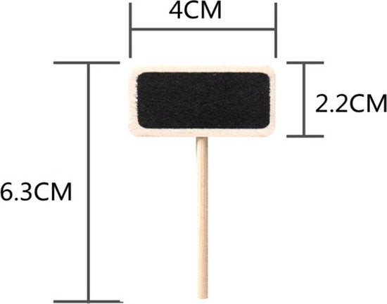 50x Krijtbord met paaltje, zwart 4x2.2x6.3cm - Merkloos