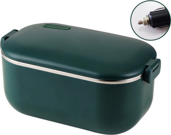 Elektrische lunchbox - ideaal voor gebruik in de auto-Lunchtrommel voor warme maaltijden-donkergroen