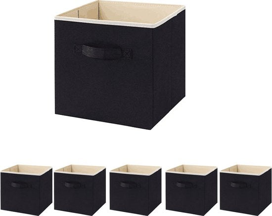 6 stuks Opbergdoos voor Kleding en Speelgoed- Duurzaam non-woven materiaal - Opvouwbaar ontwerp - Multifunctioneel en veelzijdig-33*33*33CM- zwart
