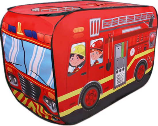 TDR-kinder auto tent -speelhuistent- opvouwbare tent - Brandweerwagen 112*70*75CM